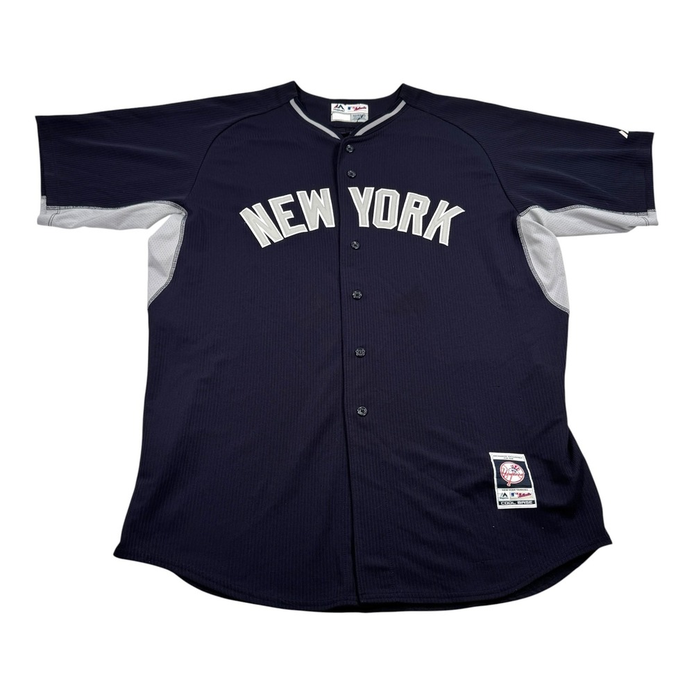 New York Yankees Jersey Mens 52 Blue MLB Baseball Cool Base Majestic Authentic